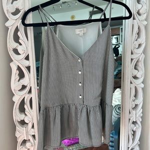 Loft black and white striped peplum top